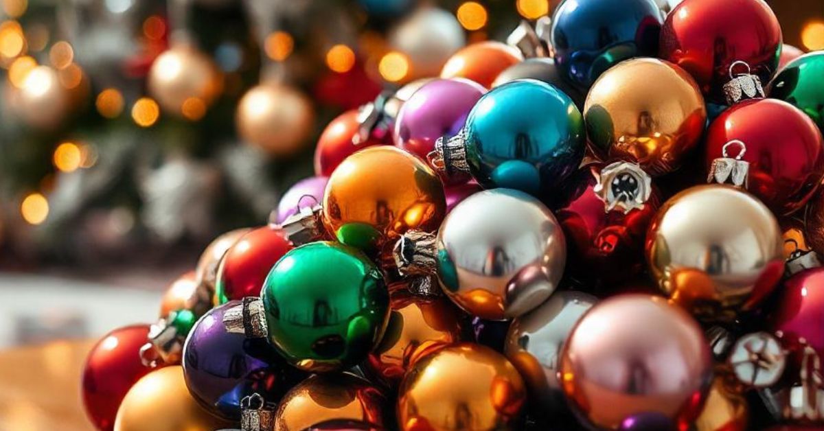 Gomila raznobojnih novogodišnjih ukrasa