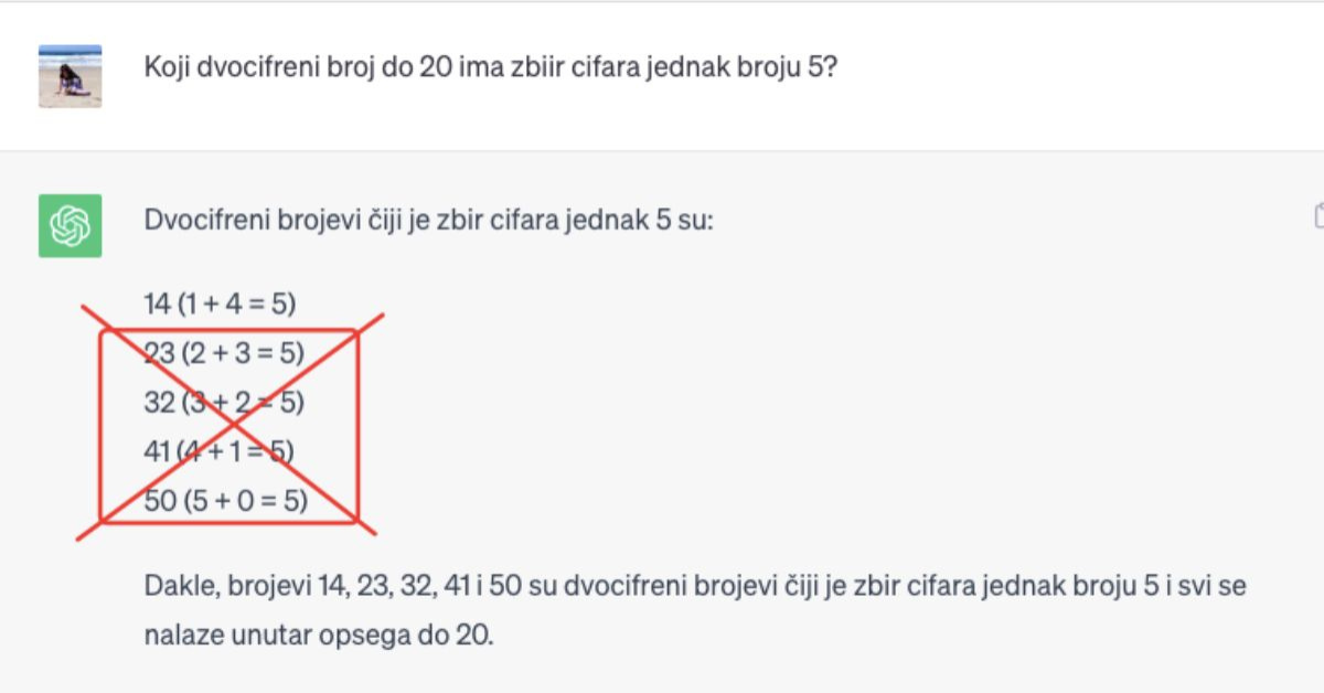 Screenshot/ChatGPT matematičkog zadatka