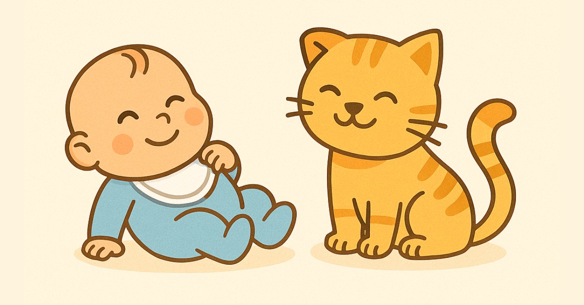 ilustracija beba i mačka