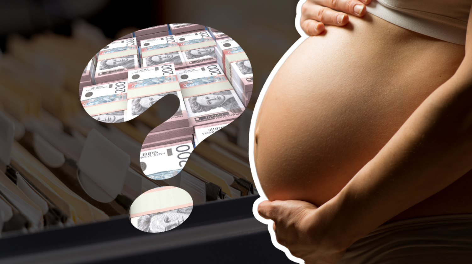 trudnica,novac, znak pitanja