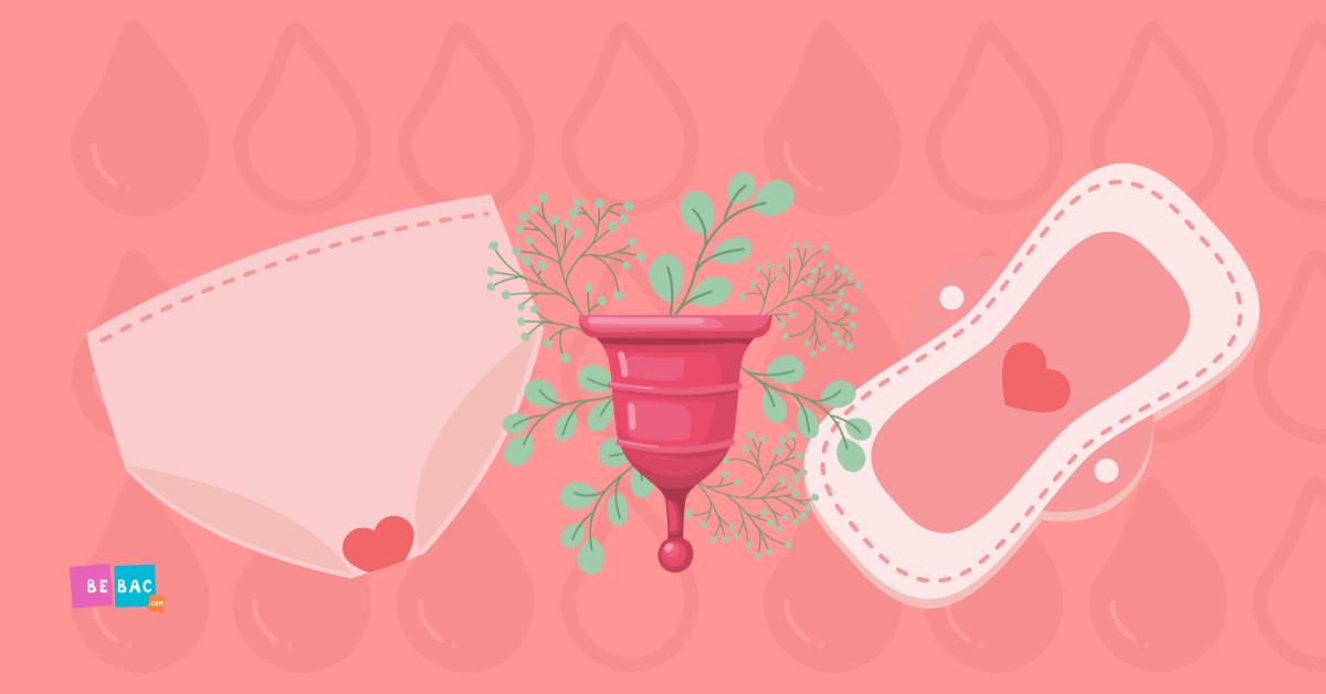 menstrualne gaćice, menstrualna čašica i pamučni uložak