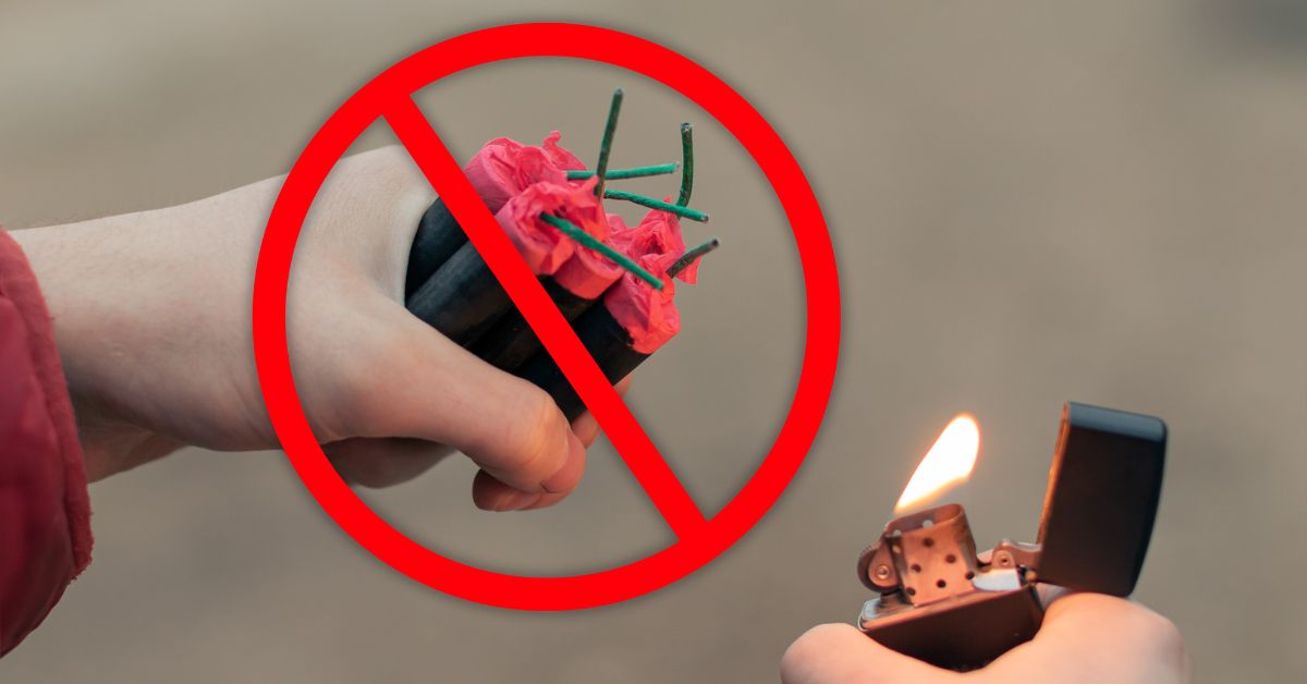 dete drži petardu i upaljač u drugoj ruci zabrana