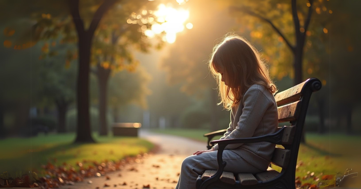 tužna devojčica sedi na klupi