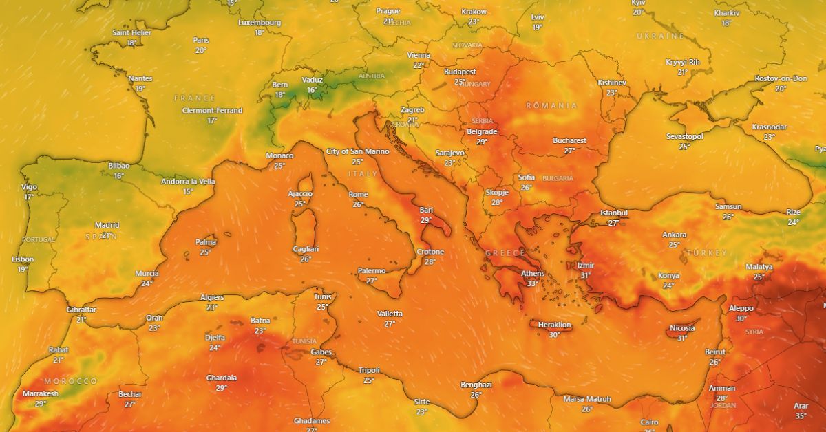 Mapa dela Evrope temperatura