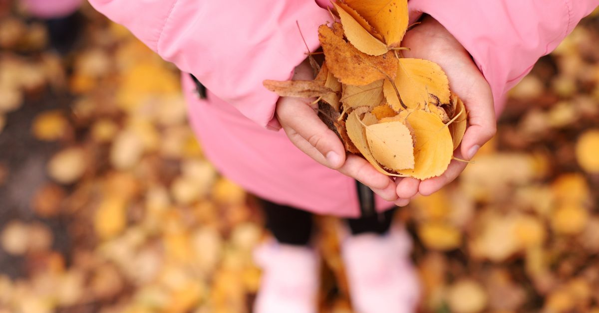 Devojćica drži lišće u rukama