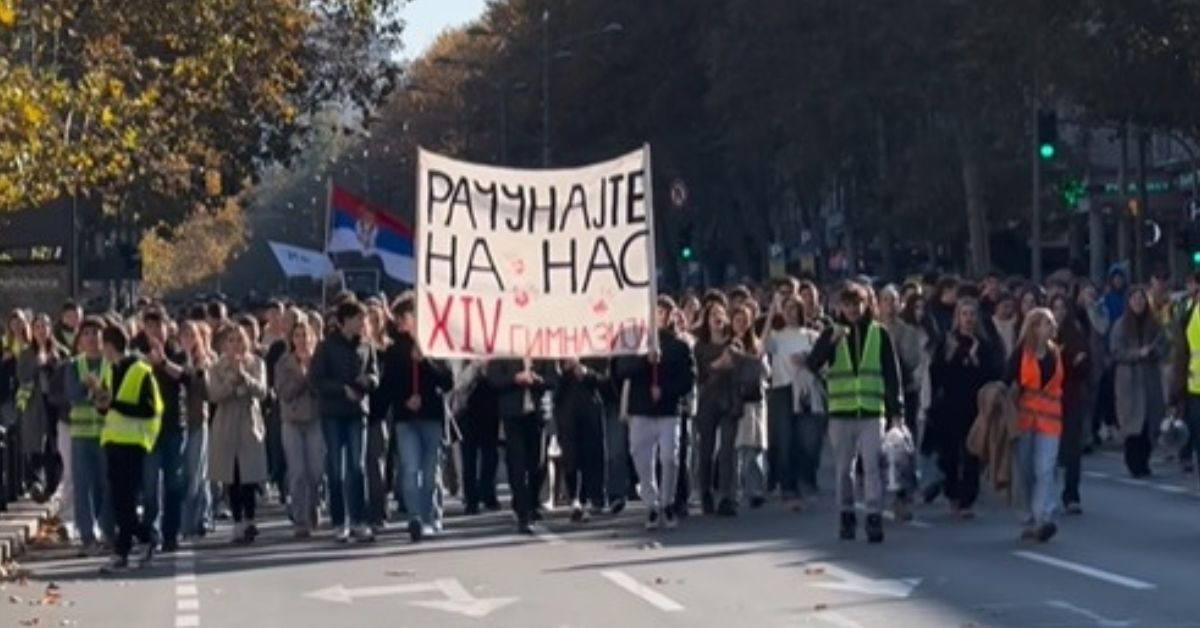 Učenici XIV gimnazije u blokadi protest