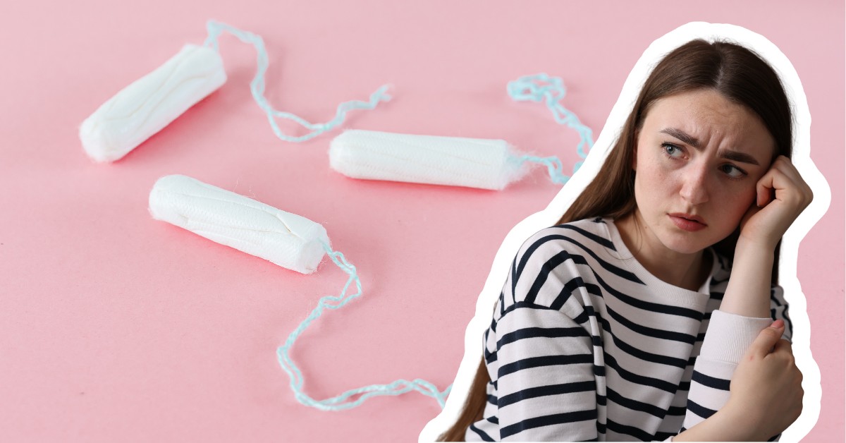 tamponi i devojka koja ih zabrinuto gleda