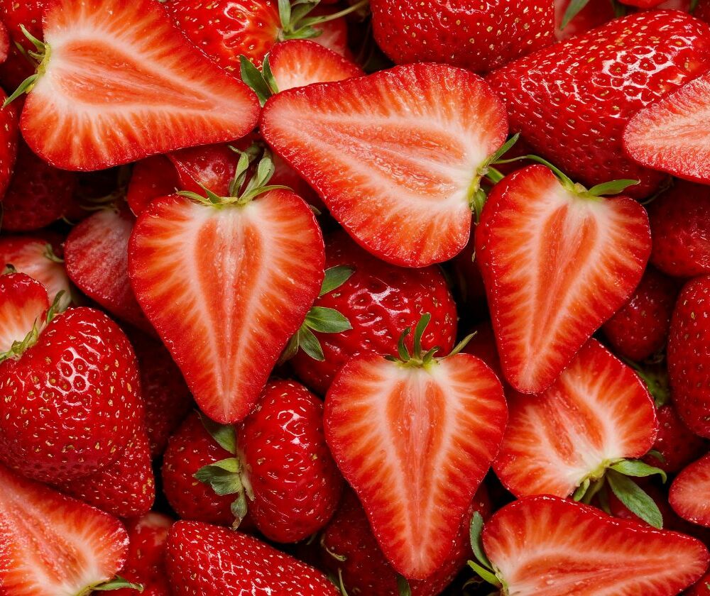 Jagode crvene presečene i cele